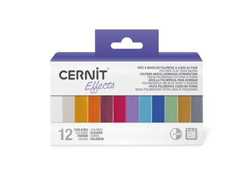 CERNIT CEASS003C - an Assortment of 12 Mini Clay Blocks 25g - Polymer Clay Effect assortments of 12 Colours - Translucent and Metallic Modelling - DIY - Adults - color: Matching