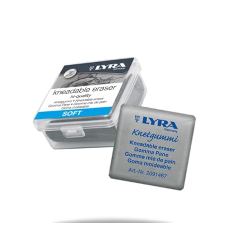 Lyra Drawing Art Kneading Erasers - Gray, Artist Drawing, Art Eraser, Charcoal Pastels, Moldable Putty Rubber Sketching Supplies, Design Eraser with Case - 6 Pack, Grey