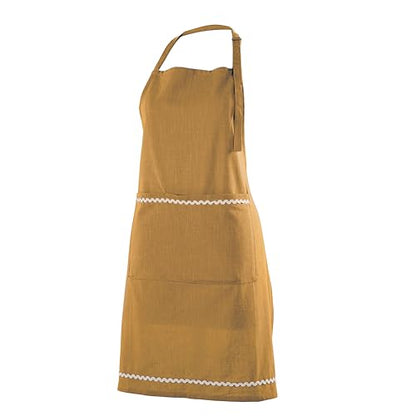 FINGERCRAFT Apron, Dual Pocket, Adjustable Tie, Multipurpose Washable Bib Apron for Home, Kitchen, Chef and Professionals - color: Brown