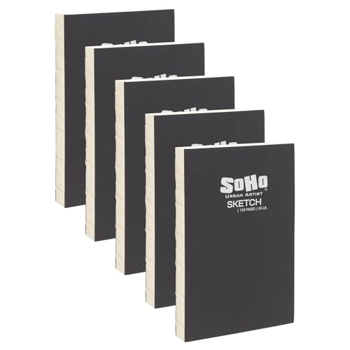 SoHo Urban Artist Open Bound Sketch Pads 5 Pack - White - 11x14 - Open Coptic Bound Sketch Pads for Drawing, Calligraphy, Any Dry Media, & More - 600 Sheets Total - color: White, size: 11x14" - 5 Pack