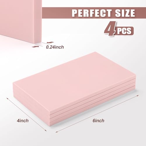Bobblebro 4 PCS 4"x6" Soft Linoleum Blocks for Printmaking & Stamp Making | Rubber Linocut Block for Stamp Carving, Relief Printing, Handcraft DIY, Journal Decoration and Daily Artistic Practice - color: pink