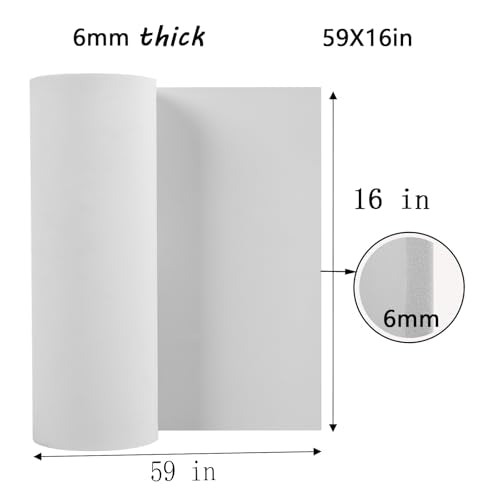 AMZQNART 6mm EVA Foam Sheets Roll 16x59in White for Cosplay DIY 90kg/m3 - color: 16×59in White, size: 6mm-Thick