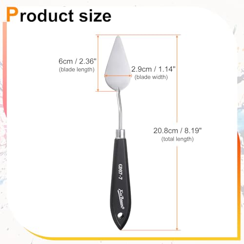 HARFINGTON Palette Knife Painting Tool 8.19" Stainless Steel Pointed Blade Spatula Painting Pallet Knife with Hole Design Beech Wood Handle for Oil Acrylic Canvas, Black/Silver - size: 8.19" x 2.36" x 1.14"