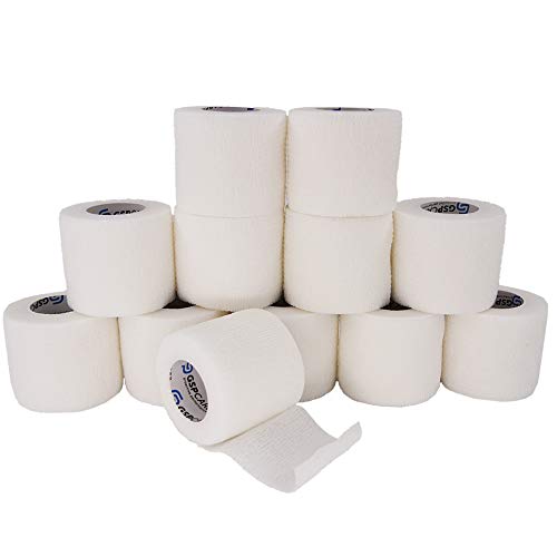 Self Adherent Cohesive Bandages Wrap 12 Count 2" x 5 Yards, Medical Tape, Adhesive Flexible Breathable First Aid Non Woven Rolls, Stretch Athletic, Ankle Sprains & Swelling Sports - color: White, size: 12 Count (Pack of 1)