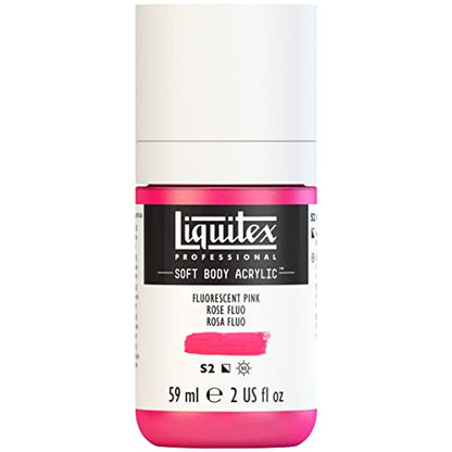 Liquitex Soft Body Acrylic Paint, 2-oz Bottle, Fluorescent Pink | Low Viscosity, Highly Pigmented, Satin Finish, Retains Subtle Brush Strokes, Great Surface Coverage, Highly Versatile - color: Fluorescent Pink, style: 2-oz Bottle