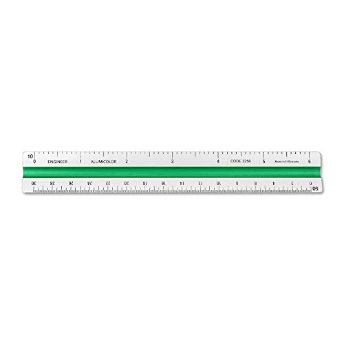 Alumicolor Aluminum Engineer Color-Coded Solid Drafting Scale, 6IN, Silver - size: 6IN, style: Engineer