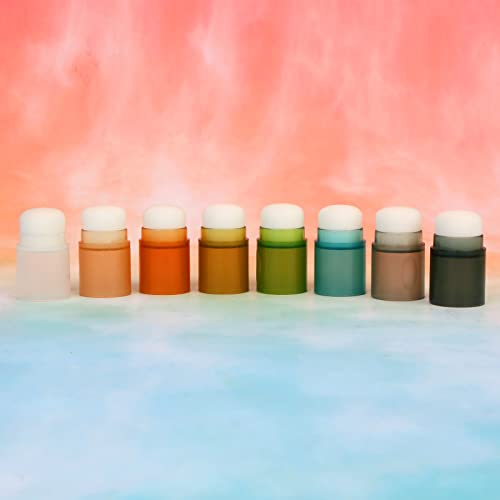 Yoseng 8 Pcs Blending Brushes for Card Making,Card Making Supplies,Finger Blending Brushes Daubers with Storage Box,Crafter Color Coded Handles Ink Blender Tool,Brush Head Diameter 0.77 Inch(Dark) - color: Dark Colour