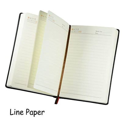 SAYEEC A5 Thick Journal 720 Pages Large Leather Notebook Lined Paper 360 Sheets Writing Notebook with Pen Gift Set Hardcover Diary Black for Taking Notes Business Man Women Gift - color: Black A5 with Text Cover and Pen