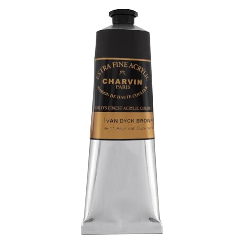 Charvin Extra Fine Professional Acrylic Paint - Van Dycke Brown, 150ml Tube, Triple-Milled, Lightfast Pigments, Open Stock Artist Acrylic Paints in Nature-Inspired Hues - color: Van Dycke Brown, size: 5.07 Fl Oz (Pack of 1)