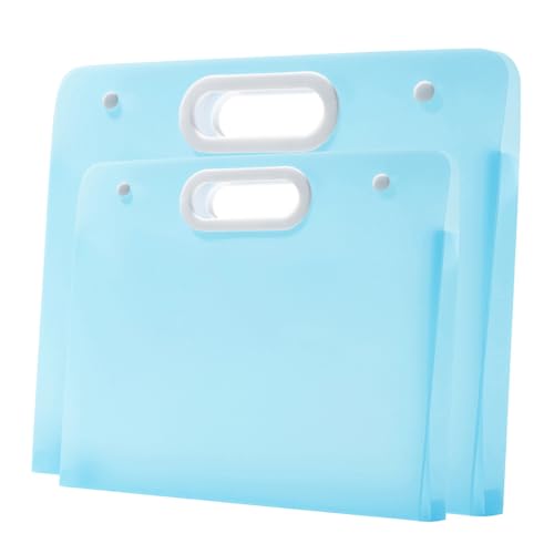 2pcs Plastic Art Portfolio Folder 17.32x13.22inch and 12.99x11inch Arts Storage Case for Diamond Painting, Student Drawing Container, Kids Artworks Keepsakes Storage Case,A3 and Letter Size (Blue) - color: Blue