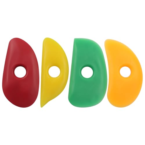 Bonsicoky Silicone Pottery Ribs Tool Set, 4 Pieces | Colorful Flexible Clay Modeling Tools, Assorted Shaping and Trimming Ribs, For Pottery Wheel and Hand Building