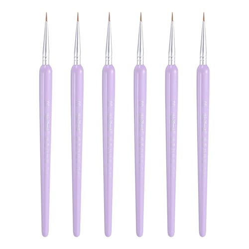 HARFINGTON 6pcs Detail Paint Brushes 8mm Pointed Tip Nylon Hair Miniature Painting Brush for Watercolor Oil Acrylic Painting(00#), Purple - color: Purple, size: 00# 8mm