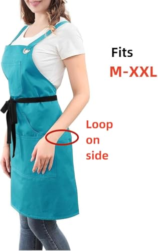 Kitchen Artist Apron for Chef, BBQ & Grill, 6 Deep Pockets with 1 Zipper Pocket,100% Cotton, M-XXL