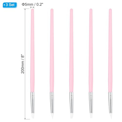 PATIKIL Silicone Clay Sculpting Tool, 15 Pcs Clay Shaping Tool Soft Rubber Modeling Dotting Tool for Pottery Clay Craft Painting Nail Rock, Pink/White (5mm) - color: Pink/White, size: 5mm