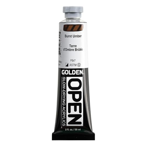 GOLDEN OPEN Slow-Drying Acrylics, Burnt Umber, 2 fl. oz. Tube - color: Burnt Umber, size: 2 Fl Oz (Pack of 1)