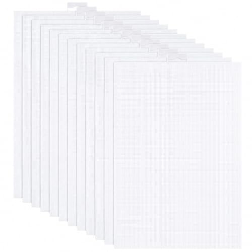 YOUNTHYE 12 Pack 14 Count Plastic Canvas Sheets, 8.2 x 11 Inch White Plastic Mesh Canvas for Needlepoint, Cross Stitch, Embroidery, Acrylic Yarn Crafts, Crochet Projects and DIY Decorations - size: 14count