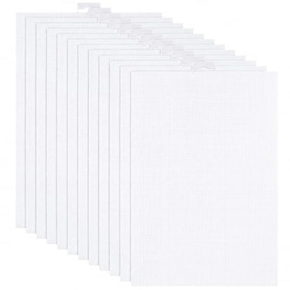 YOUNTHYE 12 Pack 14 Count Plastic Canvas Sheets, 8.2 x 11 Inch White Plastic Mesh Canvas for Needlepoint, Cross Stitch, Embroidery, Acrylic Yarn Crafts, Crochet Projects and DIY Decorations - size: 14count