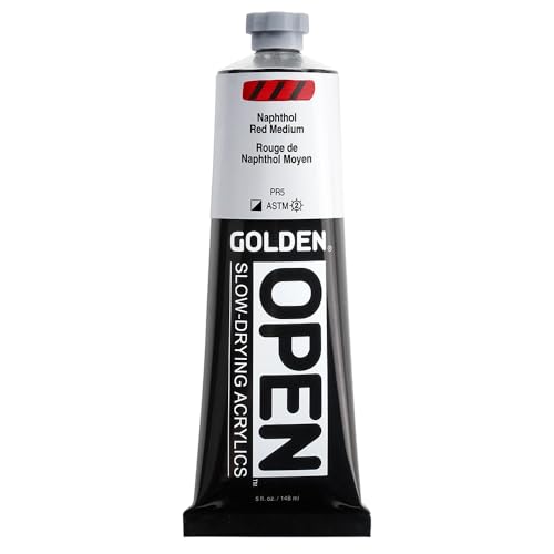 GOLDEN OPEN Slow-Drying Acrylics, Naphthol Red Medium, 5 fl. oz. Tube - color: Naphthol Red Medium, size: 5 Fl Oz (Pack of 1)