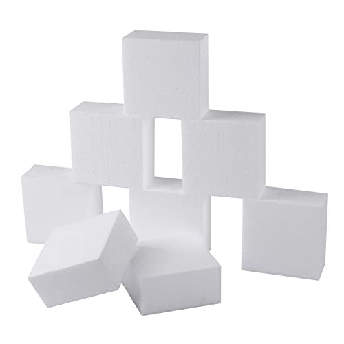 AMZQNART 8pcs 4x4x2in Craft Foam Blocks White for DIY Crafting and Model | Polystyrene Foam Blocks, Art Sculpting, Flower Arrangements, Sculpture, Modeling, School and Home DIY - size: 4×4×2in-8pcs