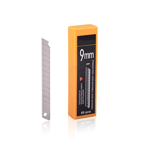 FOSHIO 60 Degree Snap Off Blades 9MM Universal Art Knife Replacement Blades, High Hardness Stainless Steel Auto Vinyl Wrap Box Cutters Knife, Pack of 100 - color: Orange - 60 Degree Blades