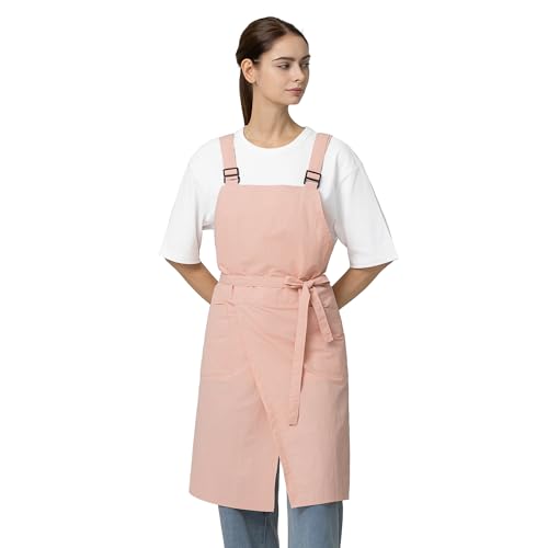 Unisex Waterproof Apron Restaurant Cooking Cafè Flower Shop Baking Kitchen Length Adjustable - color: Baby Pink