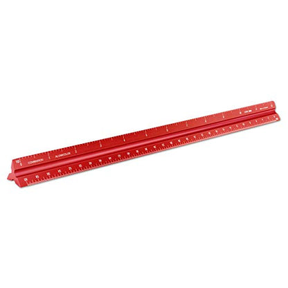 Alumicolor Aluminum Combination Solid Drafting Scale, 12IN, Red - color: Red, size: 12 Inch, style: Combination