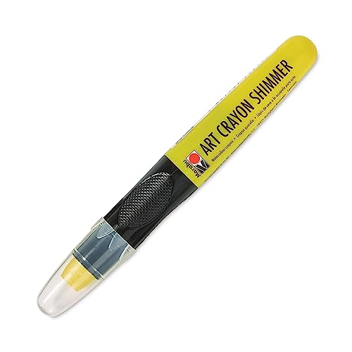 Marabu Art Crayons - Shimmer Lemon - Highly Pigmented Glittery Watercolor Crayons - Smooth and Easy Blending Water Soluble Crayons for Mixed Media Artists - Arts and Crafts for Adults - color: Shimmer Lemon