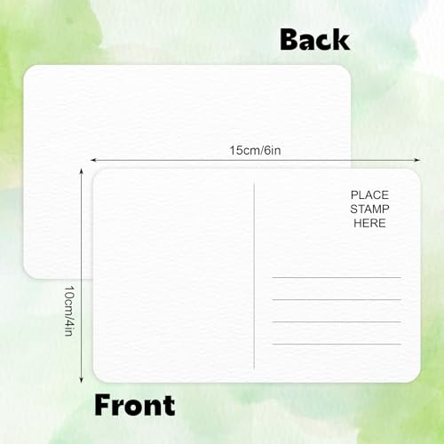 Prudiut 50 Pack Watercolor Postcards, 4x6 Inch, 140Lb Cotton Paper | Blank Mailing Cards for Painting, Invitations and Diy; Absorbent Cotton Paper, Durable Texture, Ideal for Kids and Adults