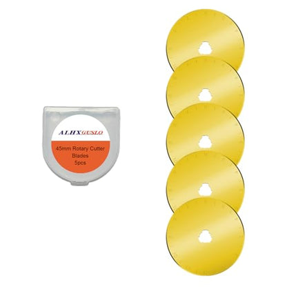 45mm Rotary Cutter Blades 5-Pack Titanium Replacement Blades Fits Fiskars, OLFA,Martelli,Dremel,Truecut,DAFA for Quilting Scrapbooking Sewing Arts & Crafts Sharp and Durable Cutter Blade - color: Titanium Plating (45mm 5pcs)