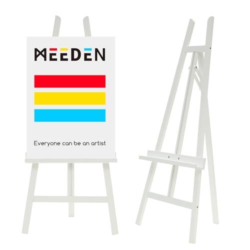 MEEDEN Art Easel Stand for Display: Adjustable Wooden Stands for Sign - A Frame Painting Easel for Canvas up to 60" for Artist Adults Drawing Picture Poster - White - color: White, size: Medium