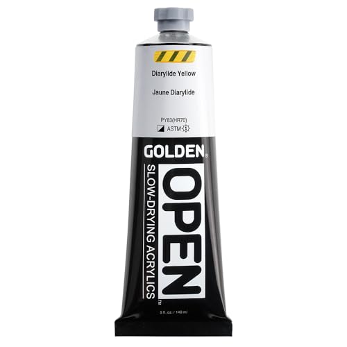 GOLDEN OPEN Slow-Drying Acrylics, Diarylide Yellow, 5 fl. oz. Tube | Artist grade acrylic paint with extended working time for blending, glazing, and traditional painting techniques. - color: Diarylide Yellow, size: 5 Fl Oz (Pack of 1)