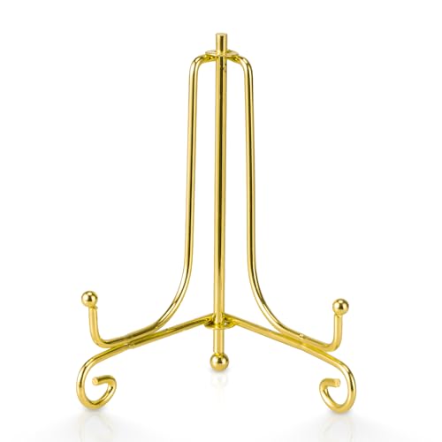 Artliving Plate Stands for Display, 4 Inch Decorative Plate Holder, Metal Picture Stand for Table, Small Easels for Display Card, Photo, and PSA Slab - Ideal for Party and Wedding (Gold, 2 Pack) - color: Gold, size: 4 inch(2 pack)