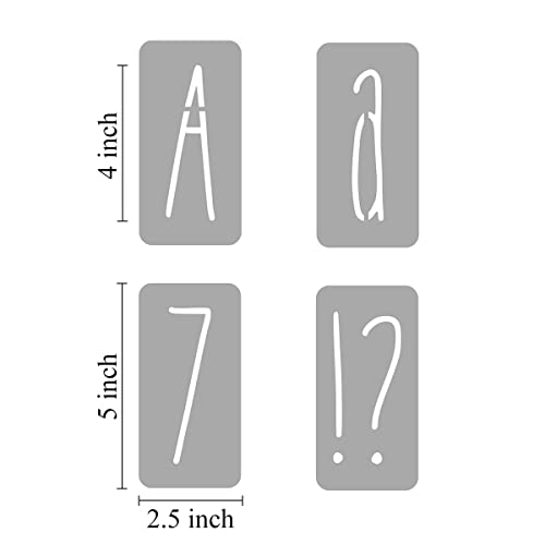 4 Inch Alphabet Letter Stencils for Painting - 70 Pack Letter and Number Stencil Templates with Signs for Painting on Wood, Reusable Skinny Letters Stencils for Chalkboard Wood Signs & Wall Art - size: 4 Inch