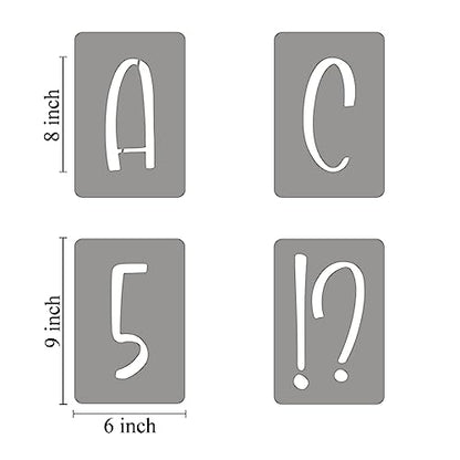 8 Inch Alphabet Letter Stencils for Painting - 42 Pack Letter and Number Stencil Templates with Signs for Painting on Wood, Reusable Letters and Numbers Stencils for Chalkboard Wood Signs & Wall Art - size: 8 Inch