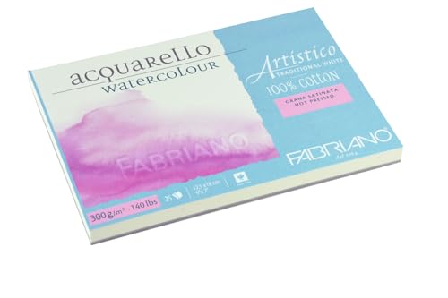 Fabriano Artistico Watercolor Block, 5 x 7, Traditional White - size: 5x7, style: Hot-Press