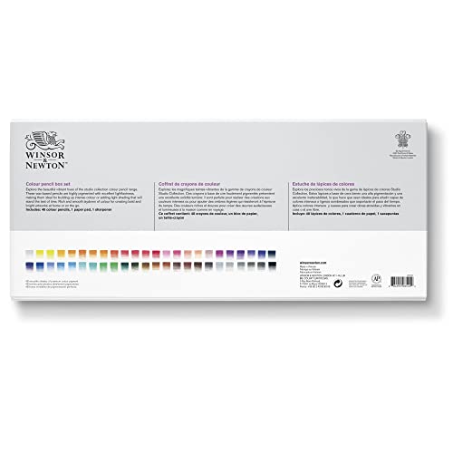 Winsor & Newton Studio Collection, Colour Pencil Box Set of 50 | Rich, Vibrant Color, Thick-Core Pencils, Soft Smooth Texture, Easy Blending, Stylish Metal Tin Included, High Quality Lead - style: 50 Color Pencils