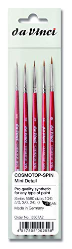 da Vinci Brushes 5507A2 5580 Spin Miniature Detail (Sizes 10/0, 5/0, 3/0, 2/0, 0) Artist Brush Set, Red, 5 Count (Pack of 1) - style: Spin Miniature Size Set
