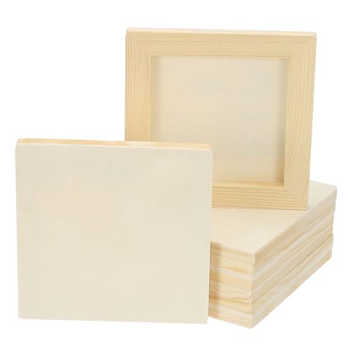 PATIKIL 4.7 x 4.7 Inch Wood Canvas Panels, 8pcs Unfinished Wooden Frame Square Art Board for Crafts Oil Paint Pouring Acrylics Painting DIY - size: 4.7 x 4.7 Inch