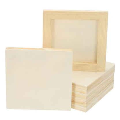 PATIKIL 4.7 x 4.7 Inch Wood Canvas Panels, 8pcs Unfinished Wooden Frame Square Art Board for Crafts Oil Paint Pouring Acrylics Painting DIY - size: 4.7 x 4.7 Inch