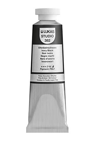 Lukas Studio Artist Oil Color Paints - High-pigment oil paint made with natural binder for artist, painting, & more! - [Ivory Black - 37 mL] - color: Ivory Black, size: 1.25 Fl Oz (Pack of 1)