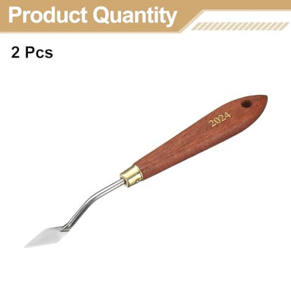 HARFINGTON 2pcs Palette Knife Painting Tool 1.18" x 0.51" Stainless Steel Teardrop Blade 7.09" Length Spatula Painting Pallet Knives with Hole Beech Wood Handle for Acrylic Canvas, Red/Silver - size: 7.09" x 0.51" x 1.18"