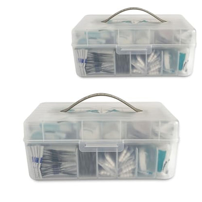 Bandage Organizer, 2 Pack | With Lid and Handle, Plastic Storage Container, For First-Aid Supplies, Holds Strips, Wraps, Swabs - size: 2 Pack