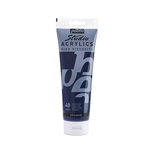 Pebeo 169-040 Studio Acrylics High Viscosity, Fine Acrylic, 250 ml - Payne's Grey - color: Payne's Grey, size: 8.45 Fl Oz (Pack of 1)