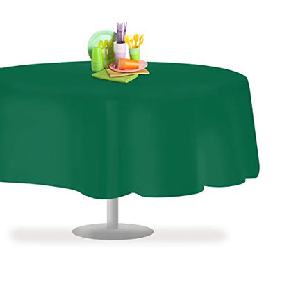 Grandipity Plastic Table Cloth Disposable 12 Pack 84" Round Dark Green | Plastic table covers, durable disposable tablecloths, fade and tear-resistent table cover for party, event - color: Dark Green, size: 84in. Round