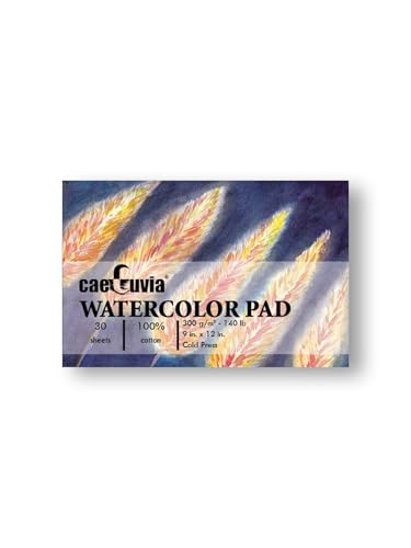 Caeluvia Cold Press 100% Cotton Watercolor Paper Pad 140lb, 5.5x8.5 Inch 30 Sheets Academy Watercolor Paper Acid-Free,Small Watercolor Travel Journal Thick 300gsm, Professional Quality for Artists. - size: 5.5*8.5