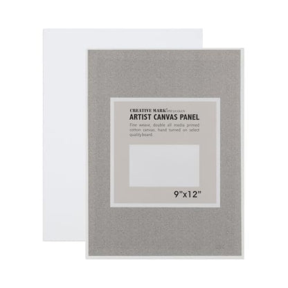 Creative Mark Cotton Canvas Panels 9x12" - 12 Pack - Professional Quality Fine Weave Acrylic Primed Artist Canvas Boards for Painting, Acrylics, Studios, & More - size: 9x12" - 12 Pack