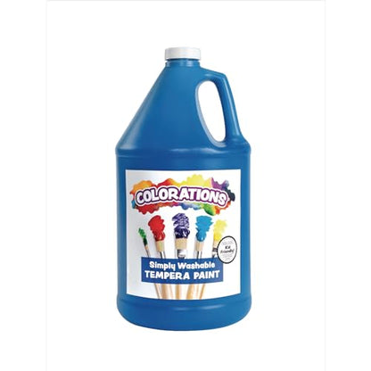 Colorations Paraben-Free Washable Blue Tempera Paint for Kids, 1 Gallon | Vibrant, Non-Toxic and Made in the USA, Classroom Must Haves, Bulk Arts & Crafts Supplies - color: Blue
