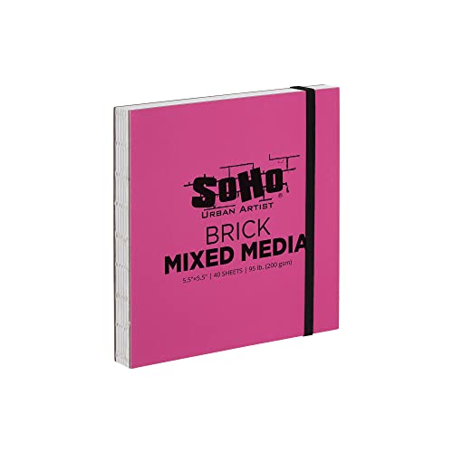 Soho Urban Artist Brick Sketchbook Journals for Sketching, Drawing, Colored Pencils, Graphite, and more - Mixed Media Set of 2-5.5"x5.5" & 5.5"x8.5" (200 GSM, 40 Sheets) - color: Mixed Media, size: 5.5 x 5.5in + 5.5 x 8.5in