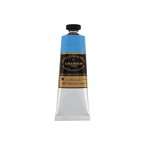 Charvin Extra Fine Professional Acrylic Paint - Azure Blue, 60ml Tube, Triple-Milled, Lightfast Pigments, Open Stock Artist Acrylic Paints in Nature-Inspired Hues - color: Azure Blue, size: 2.02 Fl Oz (Pack of 1)