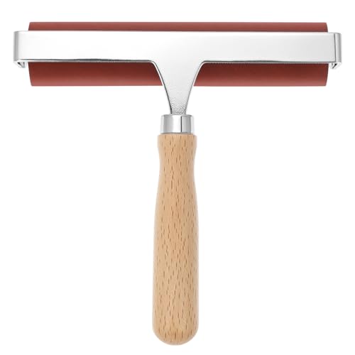 QWORK Soft Rubber Brayer, 6" Steel Frame Roller, 40/42 Durometer Roller for Linoleum, Woodcut, and Soft Block Printing